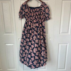 The Nines by Hatch Maternity Smocked Short-Sleeve Maxi Dress Medium